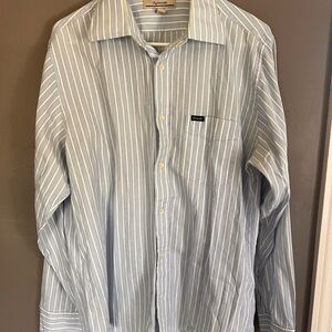 Faconnable Blue and White Striped Men's Shirt